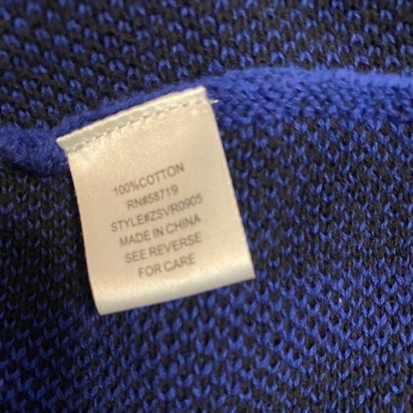 NY Collection Women's Blue/Black Zebra print Knit Poncho open Cardigan, size 2X - Picture 4 of 4